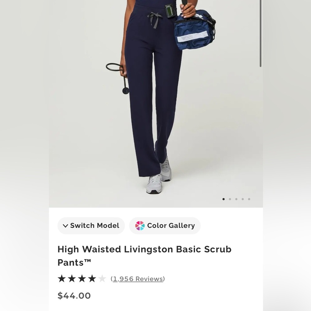 Figs Livingston High Waisted Navy Scrub Pants size Medium Tall